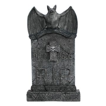 Fledermaus Grabstein mit Kreuz lebensgroß