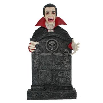 Dracula Grabstein mit Totenköpfen lebensgroß