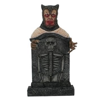 Werwolf Grabstein mit Skelett lebensgroß