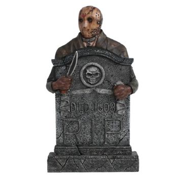 Jason Voorhees Grabstein mit Totenköpfen lebensgroß