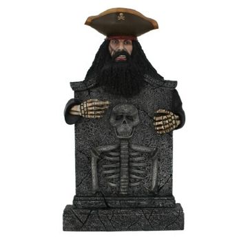 Pirat Blackbeard Grabstein mit Skelett lebensgroß