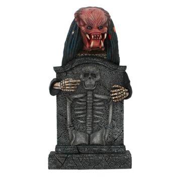 Alien Predator Grabstein mit Skelett lebensgroß