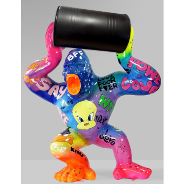 Gorilla mit Faß Pop Art XXL übergroß XXL