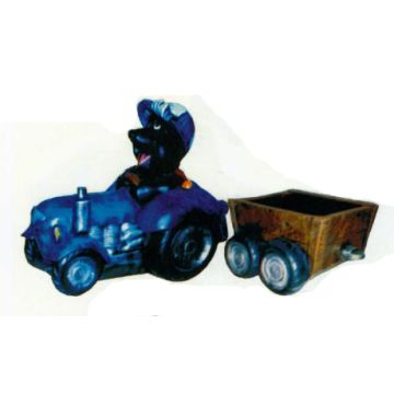 Maulwurf mit Traktor und Anhänger vergrößert
