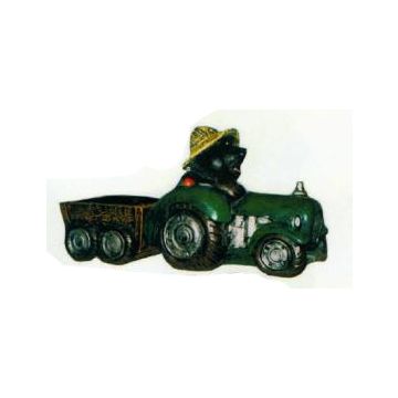 Maulwurf auf Traktor mit Anhänger klein lebensgroß