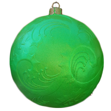 Weihnachtskugel mit  Reliefmuster metallicgrün vergrößert