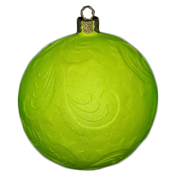 Weihnachtskugel mit  Reliefmuster metallicgrün vergrößert