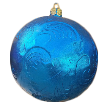 Weihnachtskugel mit  Reliefmuster metallicblau vergrößert