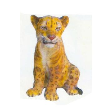 kleiner sitzender Leopard lebensgroß