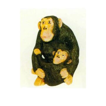 Affe sitzend mit Kind lebensgroß