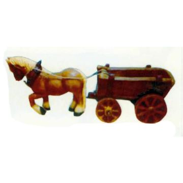 Arbeitspferd mit Ziehwagen verkleinert