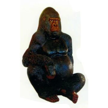 sitzender großer Berggorilla schwarz lebensgroß