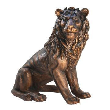 Löwe sitzend Blick rechts Bronze lebensgroß