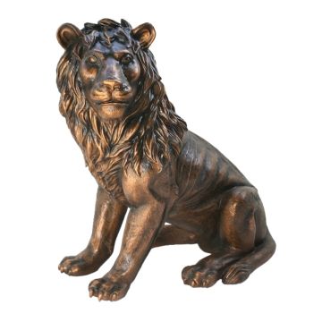 Löwe sitzend Blick links Bronze lebensgroß