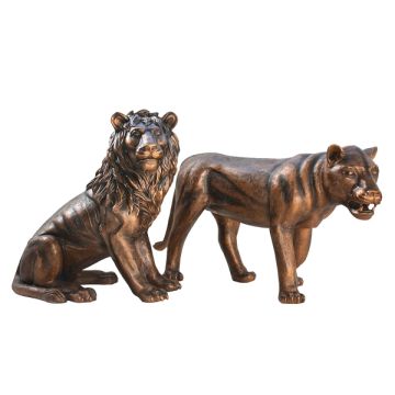 Löwe sitzend Löwin stehend Bronze lebensgroß