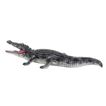 Grau schwarzer Krokodil lebensgroß