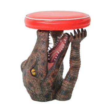 Krokodil Hocker mit rotem Polster lebensgroß