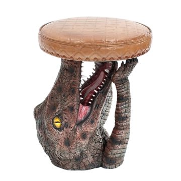Krokodil Hocker mit braunem Polster lebensgroß