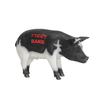 Schwarzweißes Sparschwein groß lebensgroß