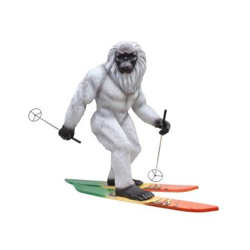 Yeti auf Skiern lebensgroß