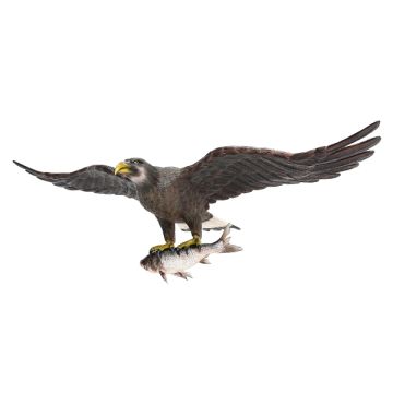 Goldener Adler fliegend mit Fisch lebensgroß