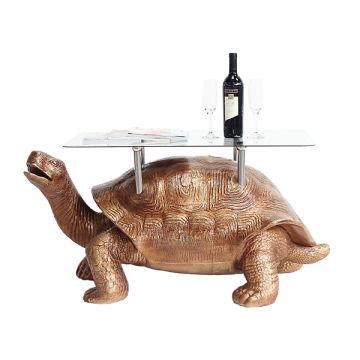 Goldene Schildkröte Tisch mit Glasplatte lebensgroß
