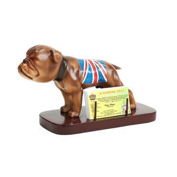 Bulldog mit britischer Flagge Visitenkartenhalter verkleinert