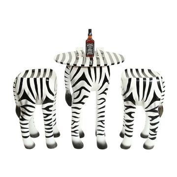 Tisch mit 2 Hockern Zebra verkleinert