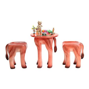 Tisch mit 2 Hockern Löwe für Kinder verkleinert