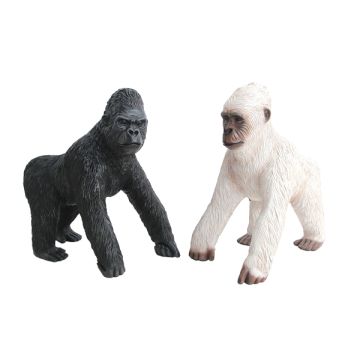 Schwarzer und weißer Gorilla lebensgroß