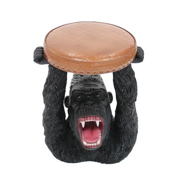 Gorilla Hocker mit braunem Polster lebensgroß
