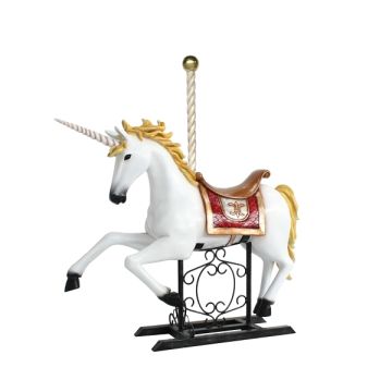 Karussel Einhorn mit Sattel und Stange verkleinert