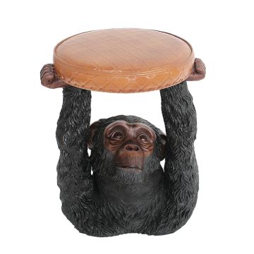 Affe Hocker mit braunem Polster lebensgroß