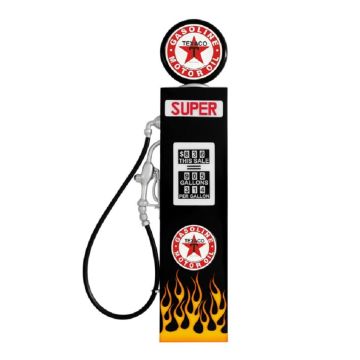 Amerikanische Zapfsäule Schwarz mit Flammen als Wanddeko verkleinert