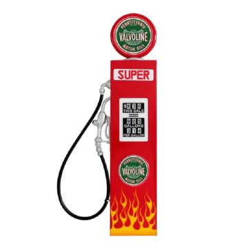 Route 66 Zapfsäule Rot mit Flammen als Wanddeko verkleinert