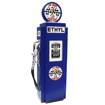 Route 66 Tankstelle Blau als Schrank verkleinert