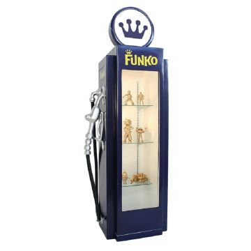Retro Zapfsäule Dunkelblau als Vitrine verkleinert