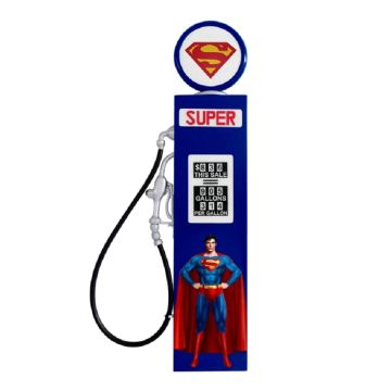 Oldschool Zapfsäule Blau mit Superman als Wanddeko verkleinert