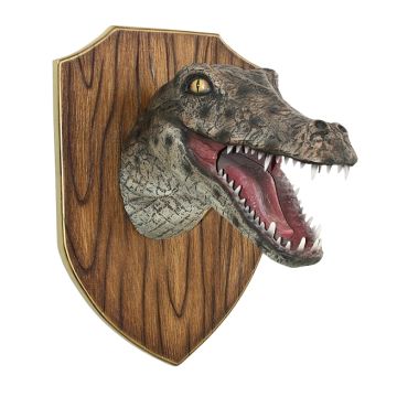 Alligatorkopf auf Holz lebensgroß