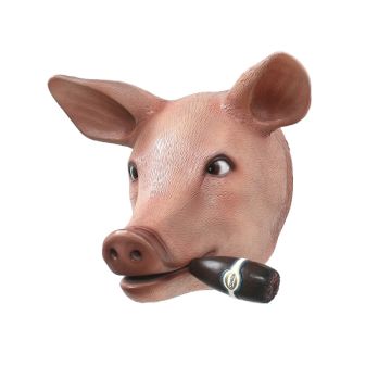 Schweinekopf mit Zigarre lebensgroß