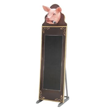 Schweinekopf mit Zigarre Angebotstafel lebensgroß