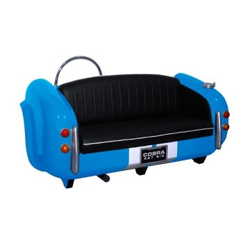 Sofa Cobra Blau mit schwarzem Polster lebensgroß