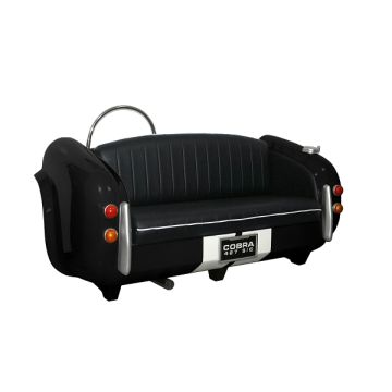 Sofa Cobra Schwarz mit schwarzem Polster lebensgroß