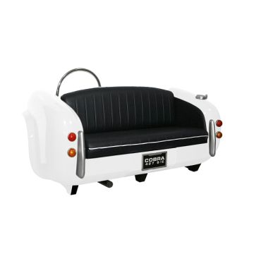 Sofa Cobra Weiß mit schwarzem Polster lebensgroß