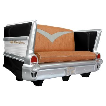 Sofa Chevy Schwarz mit braunem Polster lebensgroß