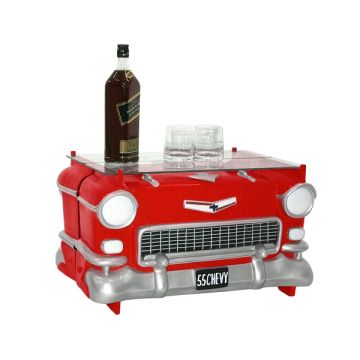 Tisch Chevy Rot mit Glasplatte verkleinert