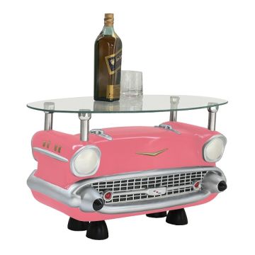 Couchtisch Chevy Rosa mit Glasplatte verkleinert
