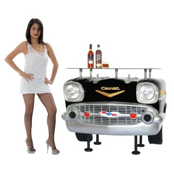 Bar Chevy Front Schwarz mit Glasplatte lebensgroß
