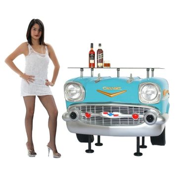 Bar Chevy Front Hellblau mit Glasplatte lebensgroß
