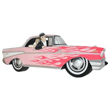 Wanddeko Chevy Rosa mit pinken Flammen und Elvis verkleinert